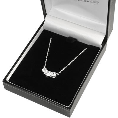 SN115 Trilogy Cubic Zirconia Silver Necklace