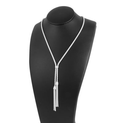 SN117 Silver Popcorn Tassle Necklace