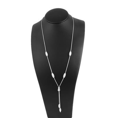 SN118 Silver Beaded Drop Necklace
