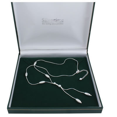SN118 Silver Beaded Drop Necklace