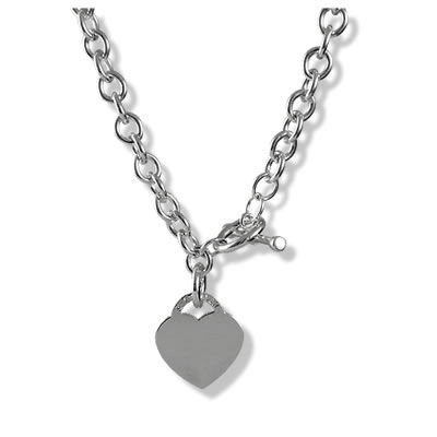 SN119 Silver T-Bar Heart Necklace