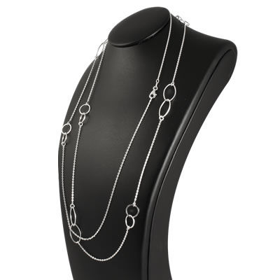 SN121 Circles and Ovals Extra Long 42 inch Necklace