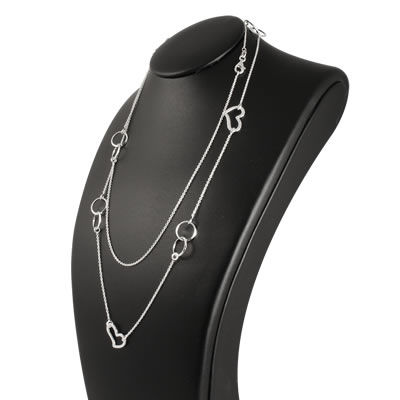 SN123 34 inch Heart and Circles Long Length Necklace