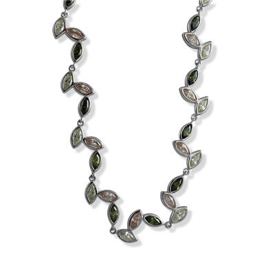 SN129 Peridot, Olive and Champagne Marquise Necklace
