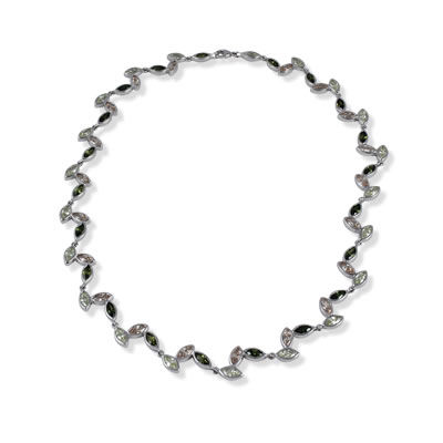 SN129 Peridot, Olive and Champagne Marquise Necklace