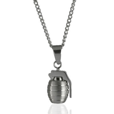 STSP002 Stainless Steel Hand Grenade Pendant