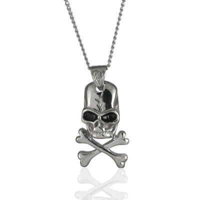 STSP006 Stainless Steel Skull and Crossbones Pendant