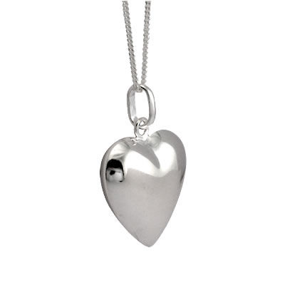 heart pendant silver puffed hollow jewellery sterling silvertime