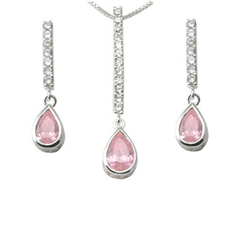 SP043 Pink and White Bar Teardrop Set