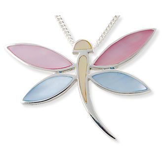 SP044 Mother of Pearl Dragonfly Pendant