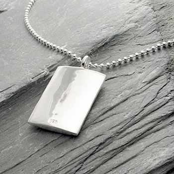Silver Dog Tag on Bead Chain