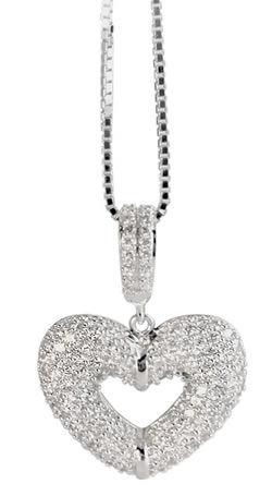 SP083 Silver CZ Heart Pendant
