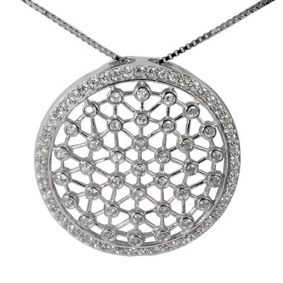 SP089 Round Cubic Zirconia Lattice Pendant