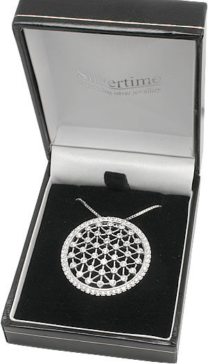 SP089 Round Cubic Zirconia Lattice Pendant