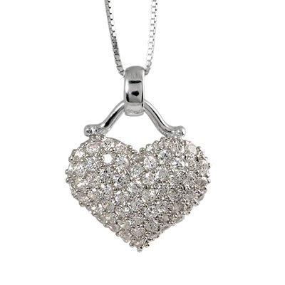 SP090 Large Pave Cubic Zirconia Heart Pendant