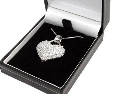 SP090 Large Pave Cubic Zirconia Heart Pendant