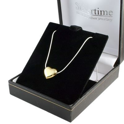 SP092 Gold Plated Sterling Silver Heart Necklace