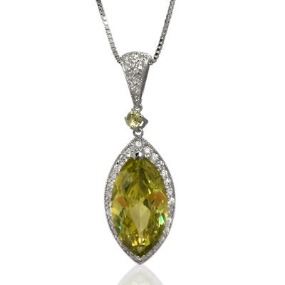 SP098 Large Peridot CZ Marquise Pendant