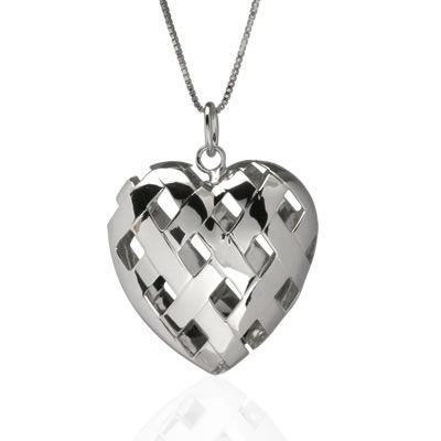SP099 Silver Lattice Heart Pendant