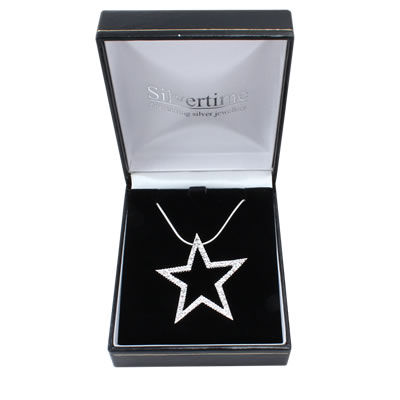 SP208 Pink and White CZ Silver Star Pendant