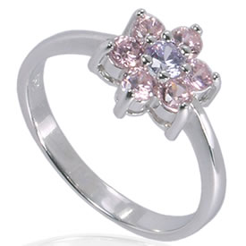 SR028 Pink and Lavender Cluster Ring