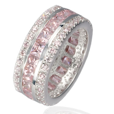 Pink Ice Triple Band Full Eternity Ring