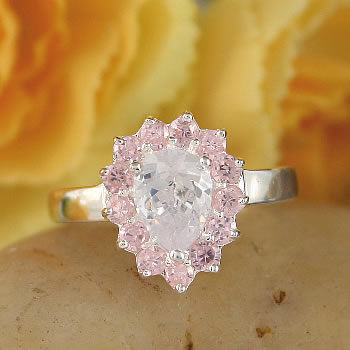 SR038 Pink and White Pearcut Silver Ring