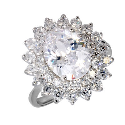 SR045 Large Oval Cluster Ring