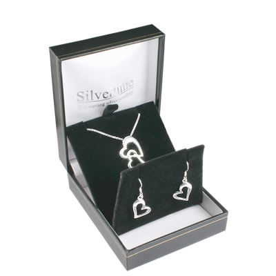 SS008 Heart Pendant and Earrings Set