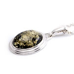 Oval Green Amber Pendant
