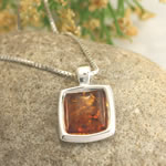 Honey Amber Silver Pendant
