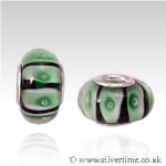 Black and Green Stripes Charm Bead