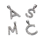 CZ Initial Pendant with Silver Chain