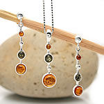 Triple Drop Amber Pendant and Earrings