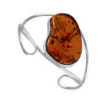 Honey Amber Silver Cuff Bangle
