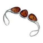Triple Set Baltic Amber Silver Bangle