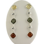 Triple Drop Multi Colour Amber Earrings