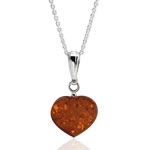 Cognac Amber Heart Pendant