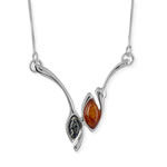 Green and Honey Amber Wishbone Necklace