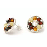 Round Multi Colour Amber Earrings