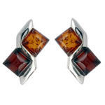 Cognac and Honey Amber Squares Earrings