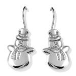 Large Snowman Silver Earrings