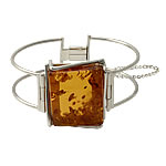 Handmade Honey Amber Silver Bangle