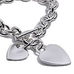 Heavy Double Heart T-Bar Bracelet