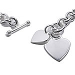 Heavy Double Heart T-Bar Necklace