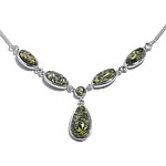 Green Amber Drop Necklace