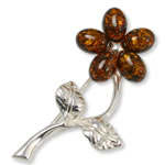 Cognac Amber Flower Brooch