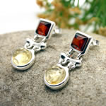 Cognac and Lemon Amber Earrings