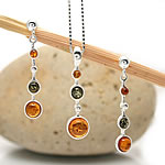 Triple Amber Pendant and Earrings Set