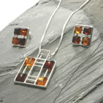 Mackintosh Amber Pendant and Earrings